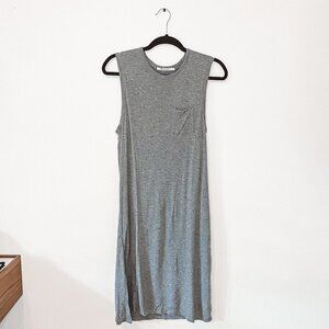 T by Alexander Wang Grey Midi Sleeveless Shirt Dress